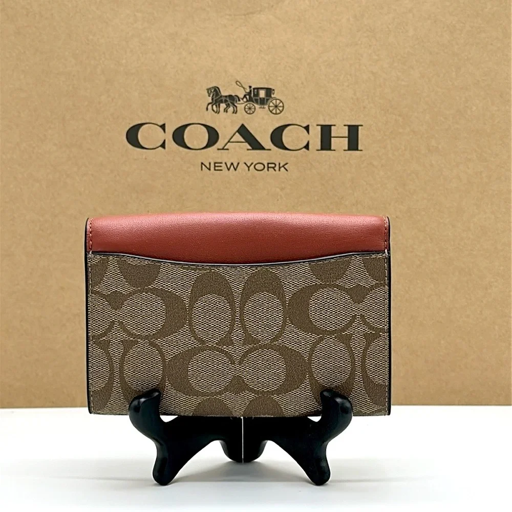 Coach C7374 Kleo Wallet In Signature Canvas Gold Khaki Multi NWT